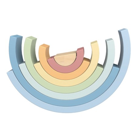 Pastelne pusle puidust Montessori vikerkaare klotsid