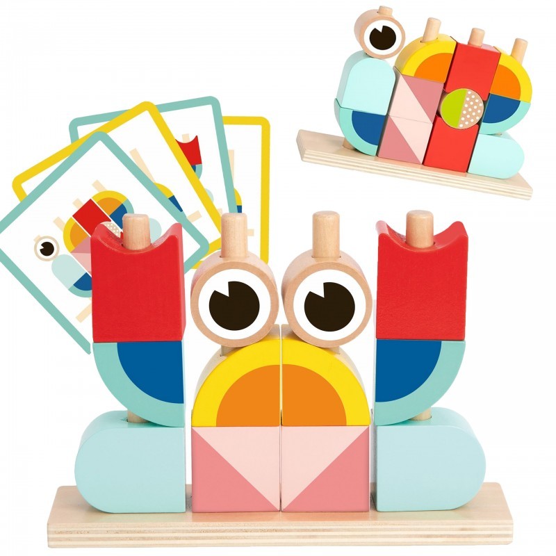 Loov puidust 3D-ruumilised klotsid krabi