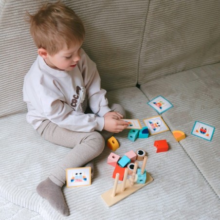 Loov puidust 3D-ruumilised klotsid krabi