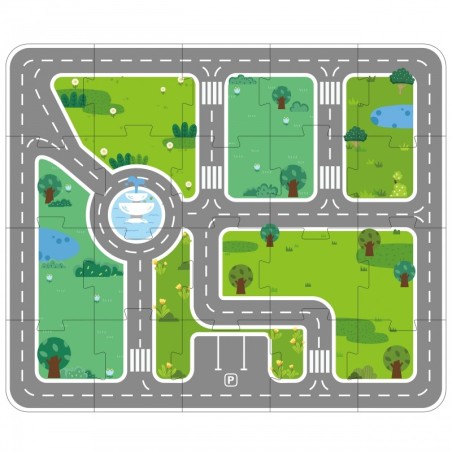 Puidust linna ehitusklotside komplekt, figuurid ja alus