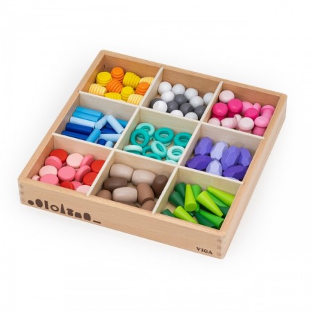 Puidust klotsid Karbis montessori 141 tk