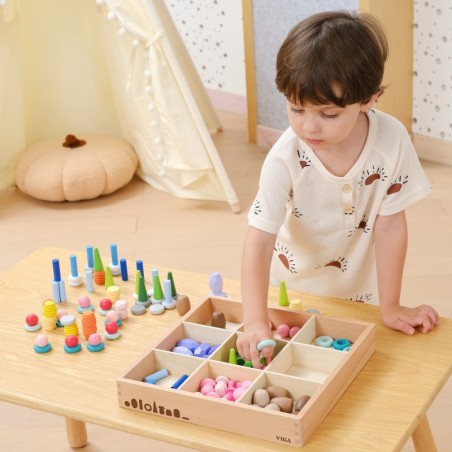 Puidust klotsid Karbis montessori 141 tk