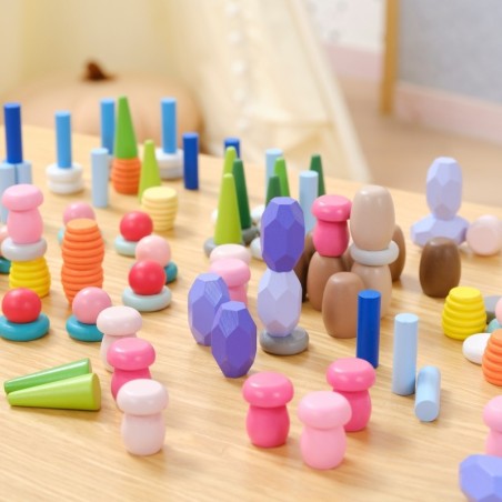 Puidust klotsid Karbis montessori 141 tk