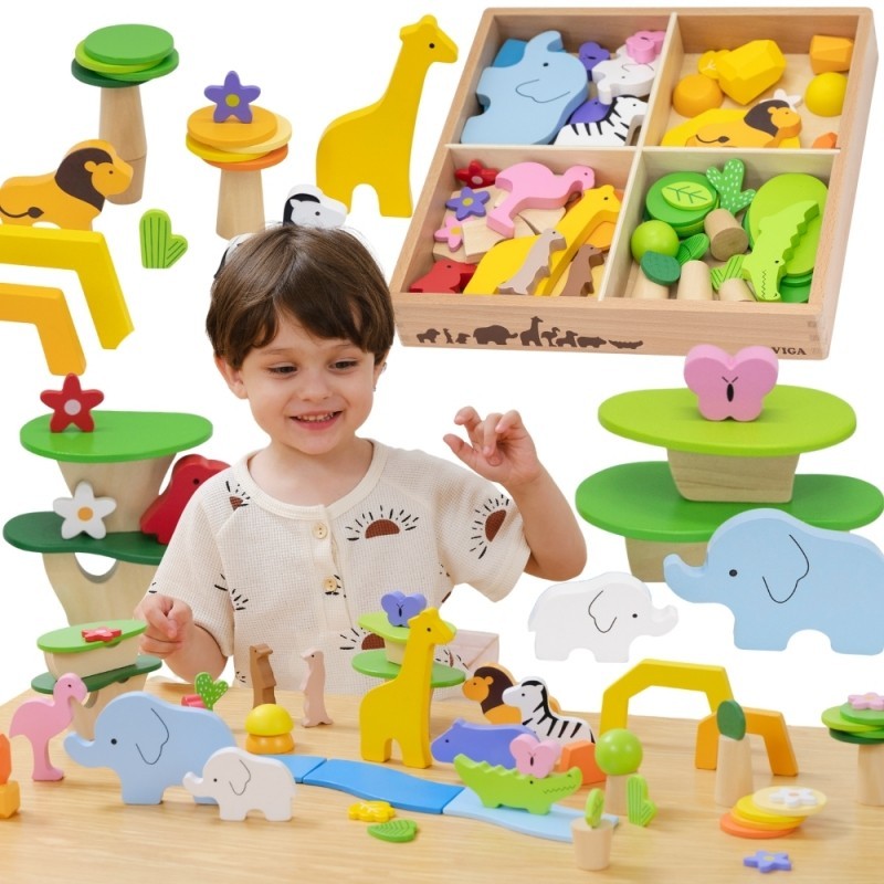 Puidust klotsid Karbis Aafrika loomad, 55 tk.