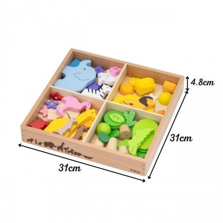 Puidust klotsid Karbis Aafrika loomad, 55 tk.