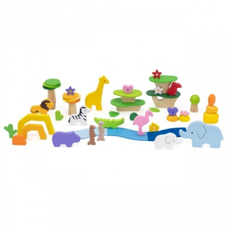 Puidust klotsid Karbis Aafrika loomad, 55 tk.