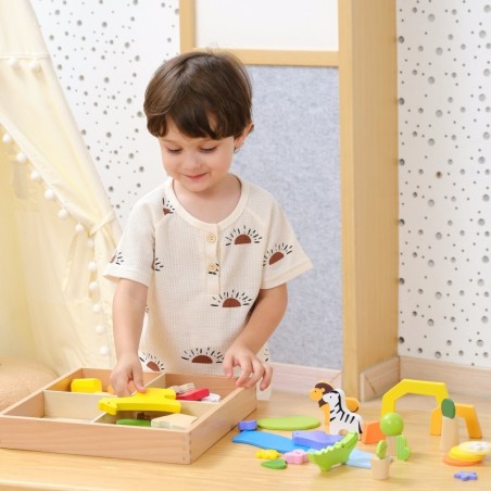 Puidust klotsid Karbis Aafrika loomad, 55 tk.