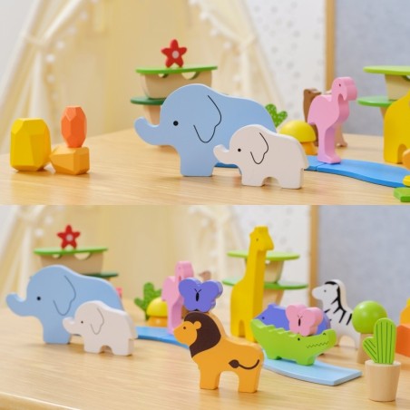 Puidust klotsid Karbis Aafrika loomad, 55 tk.