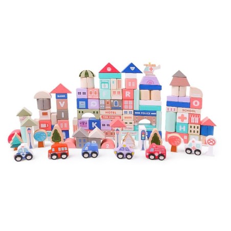 Puidust õppeklotsid linn matiga 115 tk