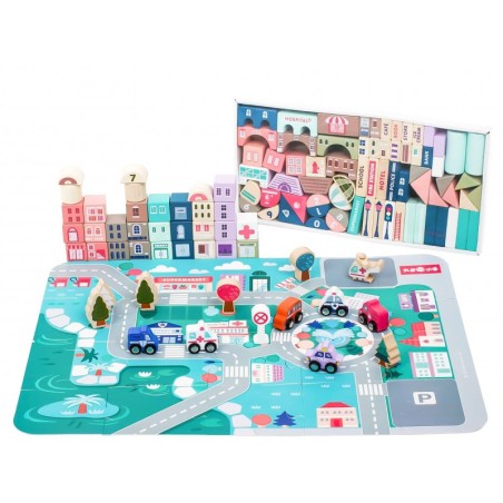 Puidust õppeklotsid linn matiga 115 tk