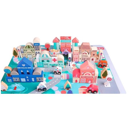 Puidust õppeklotsid linn matiga 115 tk