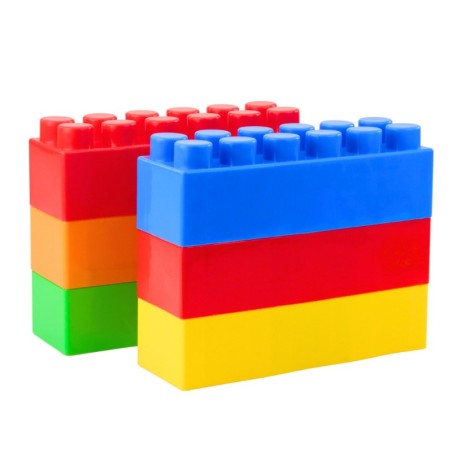 Suurte ehitusklotside komplekt kotis, värviline, 28,5x9x9 cm, 6 tk.