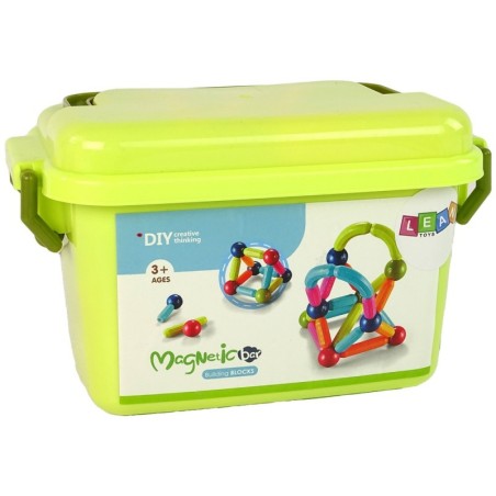 Magnetiliste ehitusplokkide õppepagasiruumi 68 elementi