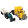 Puldiga sõidukikomplekt Kollane veoauto 60 cm haagisega ekskavaator