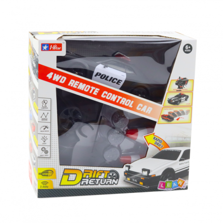 Puldiga drifti sportauto vahetatavate ratastega kaugjuhitav RC 4WD Politsei