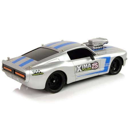 R/C sportauto 1:16 Silver Blue Stripes Pilot