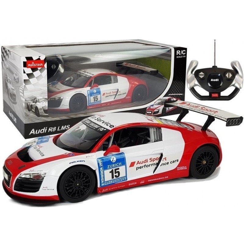 Auto R/C Audi R8 LMS Rastar 1:14 Valge-Punane