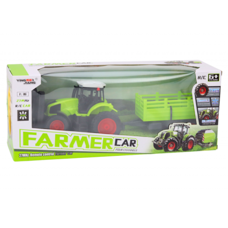 Kaugjuhitav RC-traktor haagisega 1:16 Roheline