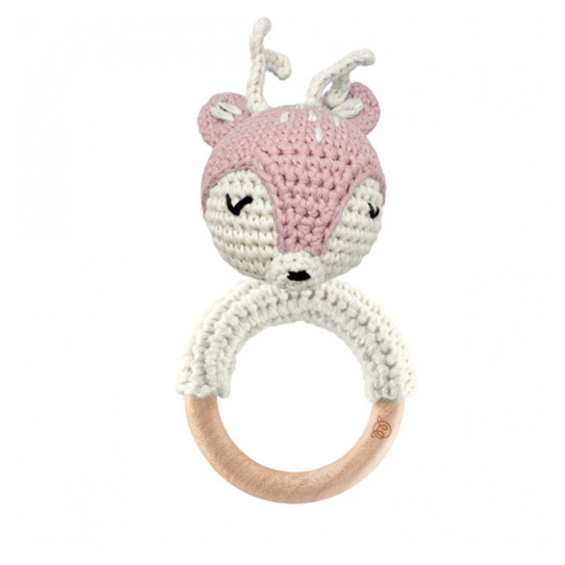 Närimisrõngas - kõristi, hirv, roosa