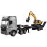 Huina 1:18 Puldiga Veoauto Haagisega + Ekskavaator, Tuled ,Heli