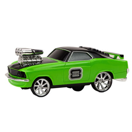 Kaugjuhtimispuldiga auto 1:18 Drift 360 tuled kõlavad roheliselt