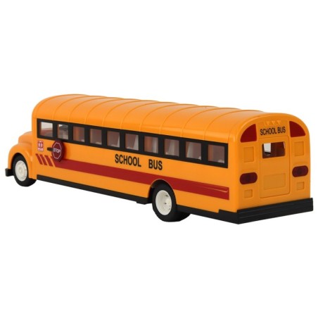 Kollane kaugjuhitav avatavate ustega R/C koolibuss