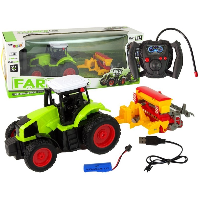 Põllumajandussõiduk traktor koos pressiga R/C 1:16 Green