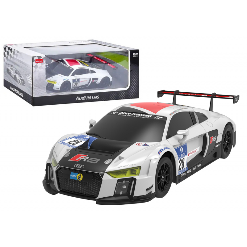 Auto R/C 1:24 kaugjuhitav sport AUDI R8 LMS valge ja must