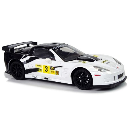 Võidusõidusportauto R/C 1:18 Corvette C6.R valged 2,4 G tuled