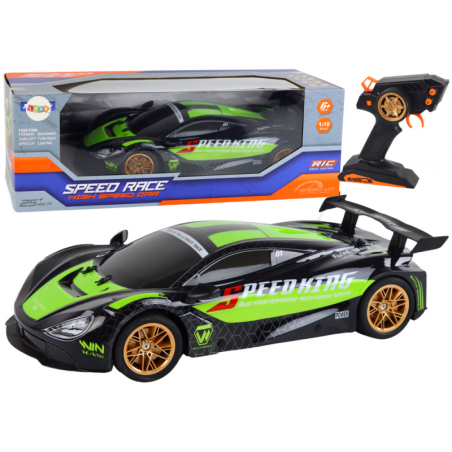 Suur puldiga juhitav sportauto 1:10 roheline ja must