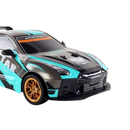 Suur puldiga juhitav sportauto 1:10 türkiissinine ja must