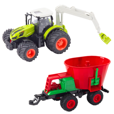 Kaugjuhtimisega 2,4G külviku ja pöörleva haaratsiga põllumajandustraktor