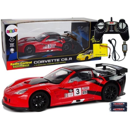 Võidusõidusportauto R/C 1:18 Corvette C6.R punased 2,4 G tuled