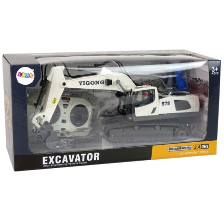 RC puldiga ekskavaator, valge