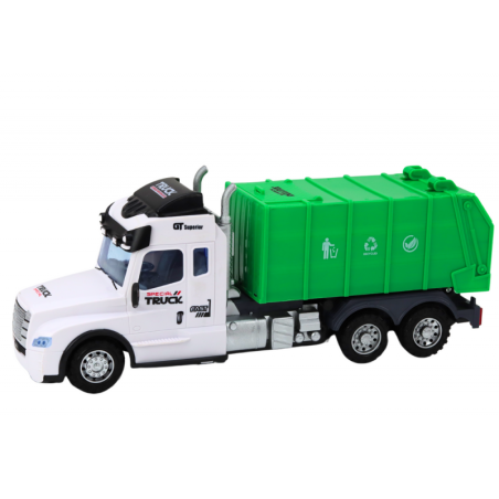 RC puldiga prügiauto, helid ja tuled, roheline