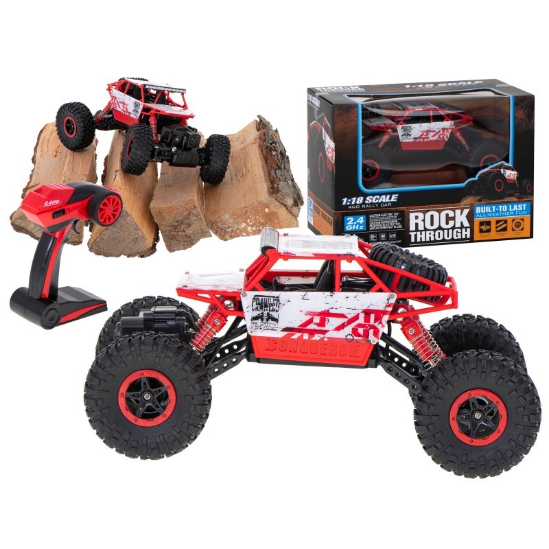 RC ROCK CRAWLER puldiga auto HB 2.4GHZ 1:18 punane