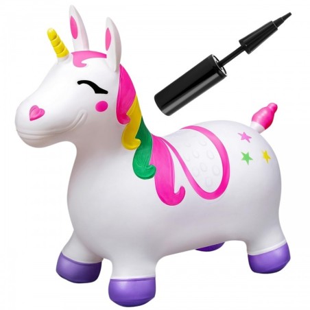 Kummist hüppeloom ükssarvik valge + pump