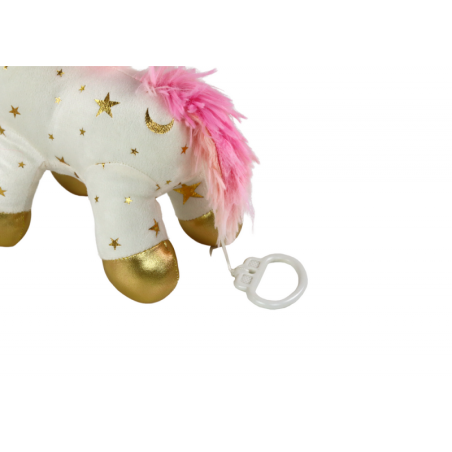 Ükssarviku plüüsist uinuv loom Hällilaul valge tähtedega komplekt