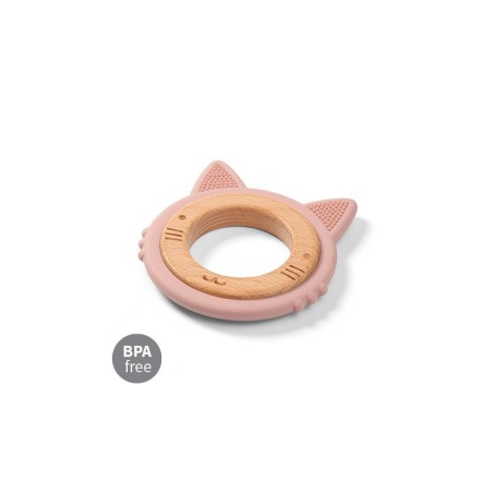 Puidu ja silikooniga närimisrõngas Kitten