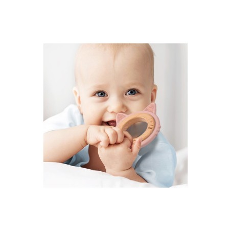 Puidu ja silikooniga närimisrõngas Kitten