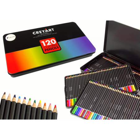 Pliiatsid metallkarbis, 120 tk