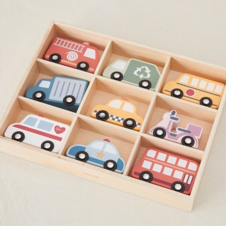 Puidust autode komplekt 9 tk