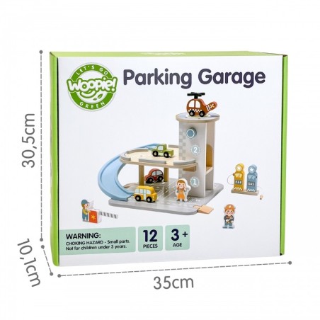 Puidust parkimisgaraaž 2-ühes bensiinijaam autode ja figuuridega 12 tk FSC