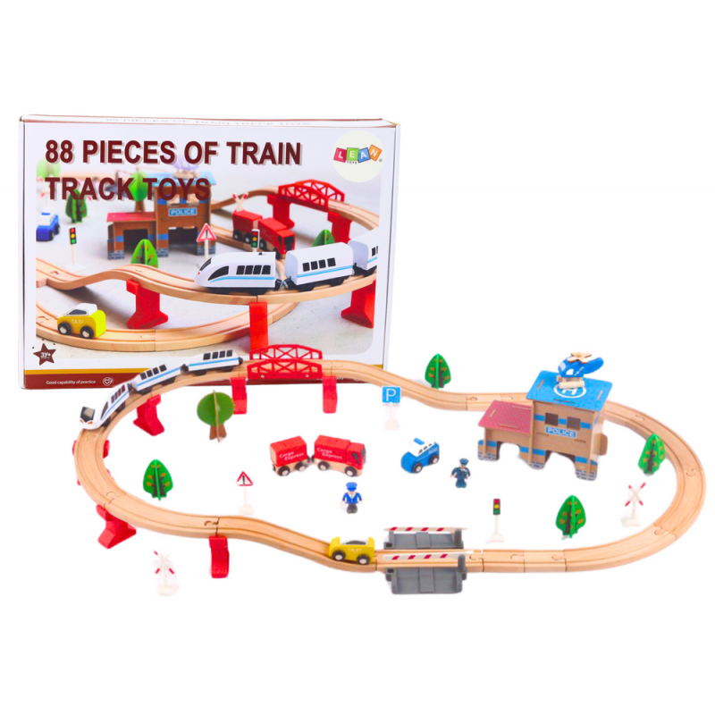 Rongiraja komplekt Puidust raudteevagunid Hooned 88 osa