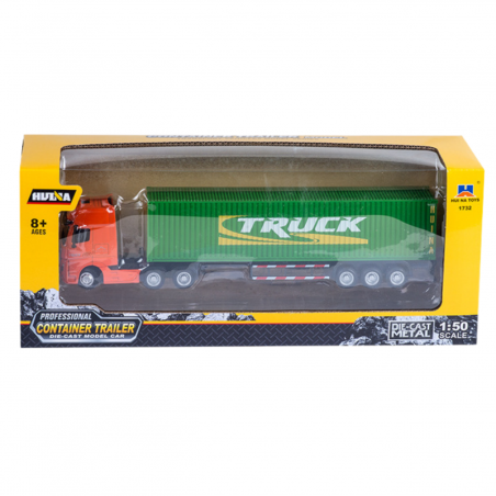 Veoauto Poolhaagis Konteiner Metal Huina Green 1:50