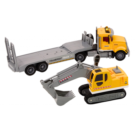 Lora veoauto roomikekskavaatori tuled sõidavad kollaselt