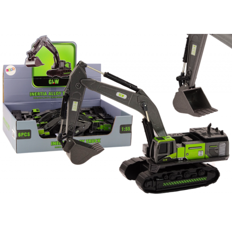 Roomik ekskavaator metall kopp 1:55 must ja roheline