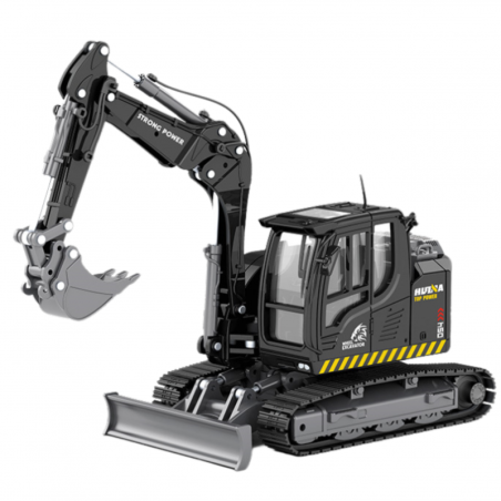 Ratasekskavaator Buldooseriga Metalli Huina Must 1:50