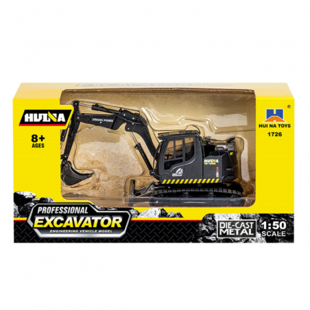 Ratasekskavaator Buldooseriga Metalli Huina Must 1:50