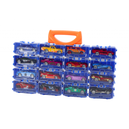 Metallist kohvris vedrudega autode komplekt, 16 tk